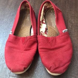 Red TOMS shoes